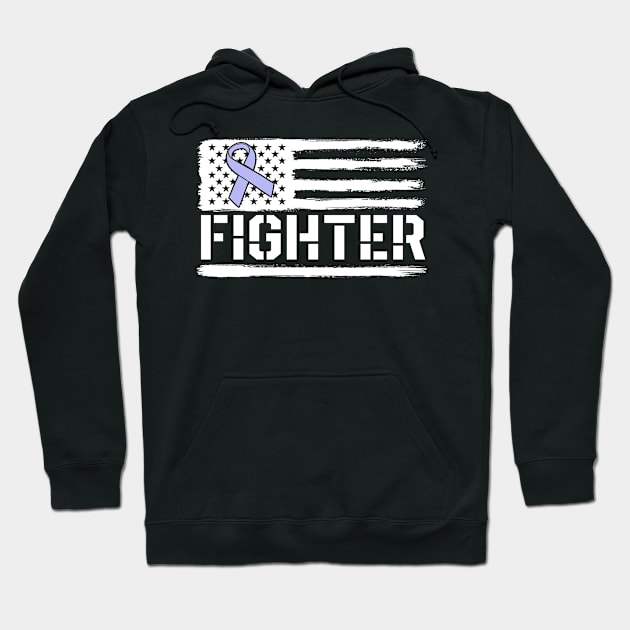 Stomach Cancer Awareness Fighter American Flag Periwinkle Hoodie by 14thFloorApparel
